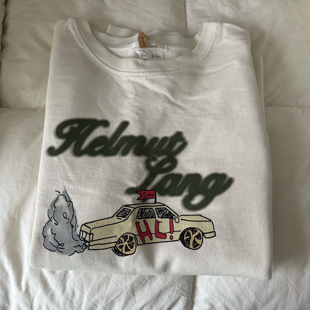 Helmut Lang Sweatshirt - White with Green and Red Accents